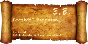Boczkó Bertalan névjegykártya